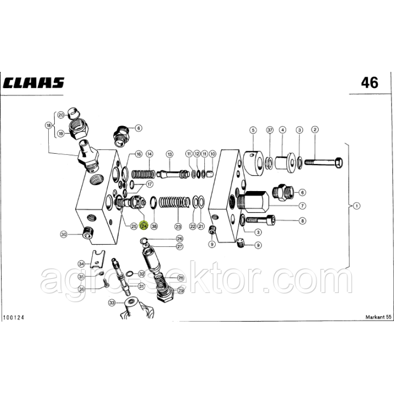 Гідроклапан тюкошвирялки на прес-підбирач Claas Markant 672234.1