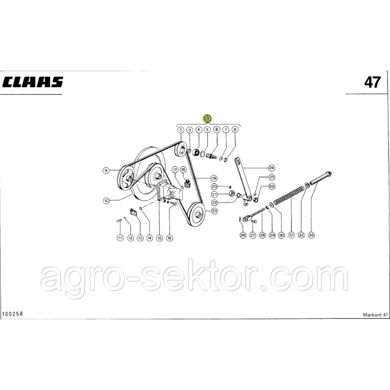 Шків натягувач ременя в зборі на прес-підбирач Claas Markant 773232.31 Шків натягувач ременя в зборі на прес-підбирач Claas Markant 773232.31