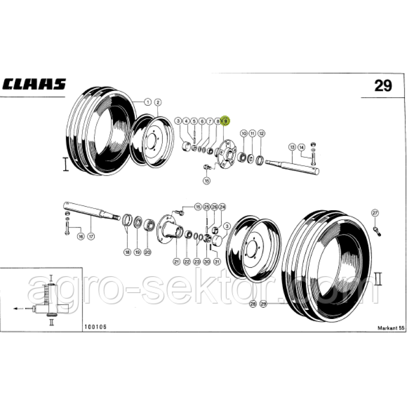 Ступиця колеса опорного на прес-підбирач Claas Markant 813195.01