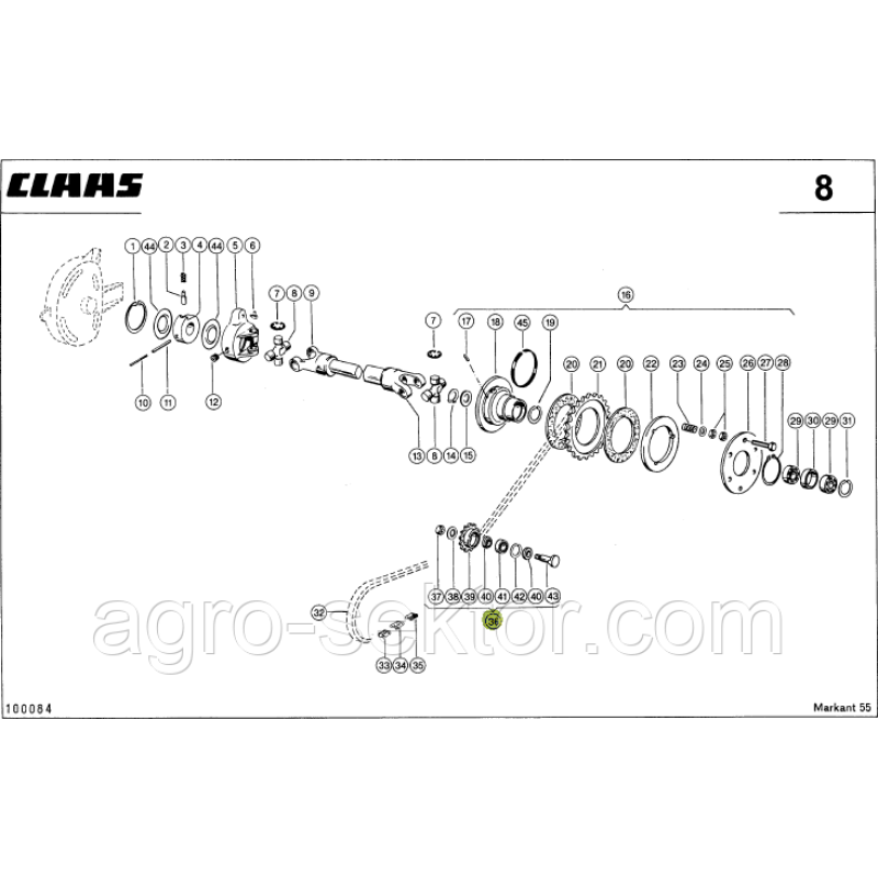 Натяжна Зірочка підбирача на прес-підбирач Claas Markant 819170.01 Натяжна Зірочка підбирача на прес-підбирач Claas Markant 819170.01