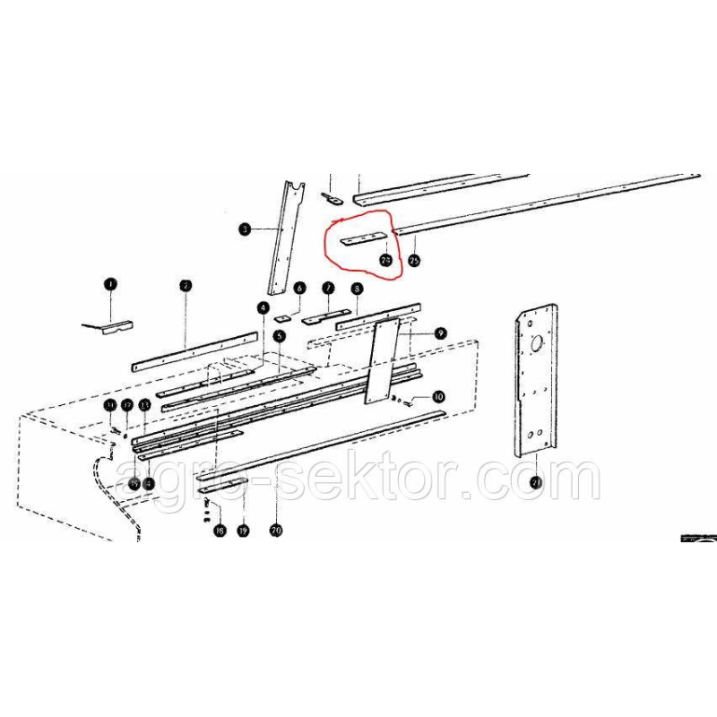 Шина поршня направляюча 165 мм на прес-підбирач Claas Markant 50  804591.0
