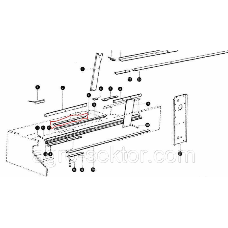Шина поршня направляюча 505 мм на прес-підбирач Claas Markant 50  808713.0