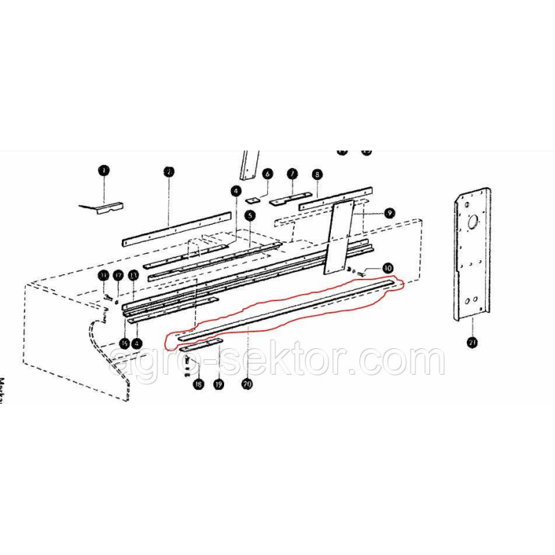 Шина поршня направляюча 1245 мм на прес-підбирач Claas Markant 50  811575.0