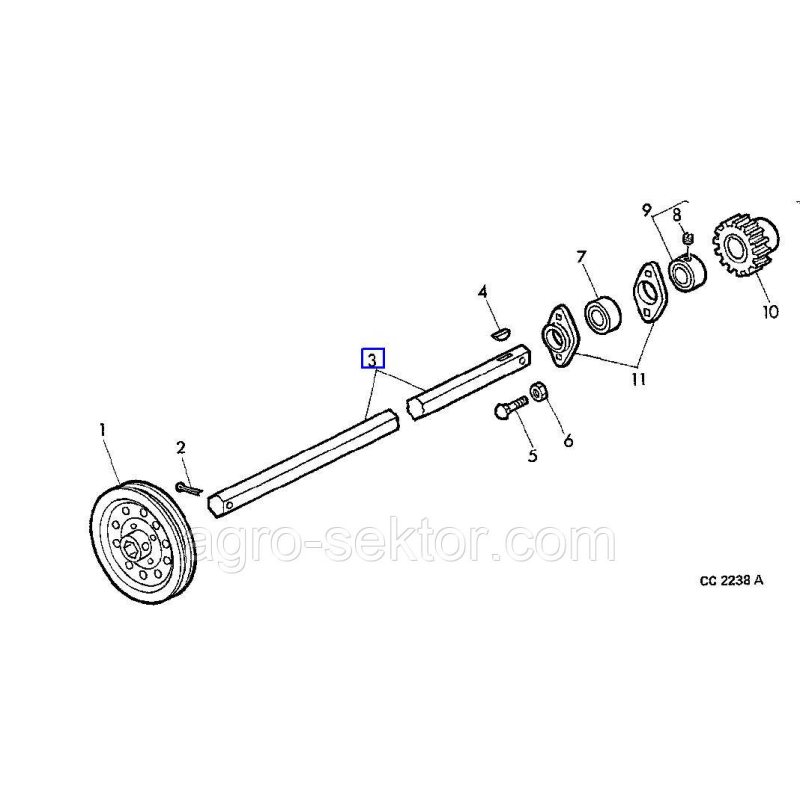 Вал шнека шестигранний John Deere 332 336 Вал шнека шестигранний John Deere 332 336
