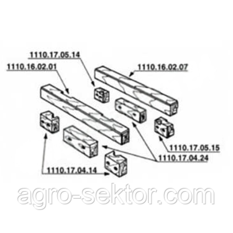 Комплект дерев“яних напрямних на поршень 8шт прес-підбирача Welger АР 41 58.218 JAG53-0004