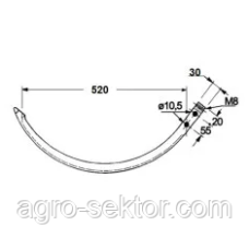 Голка алюмінієва 520мм на прес-підбирач Deutz-Fahr HD320 400 440 460 06573024 2023070751.00 59.074A 06573024A 0658189